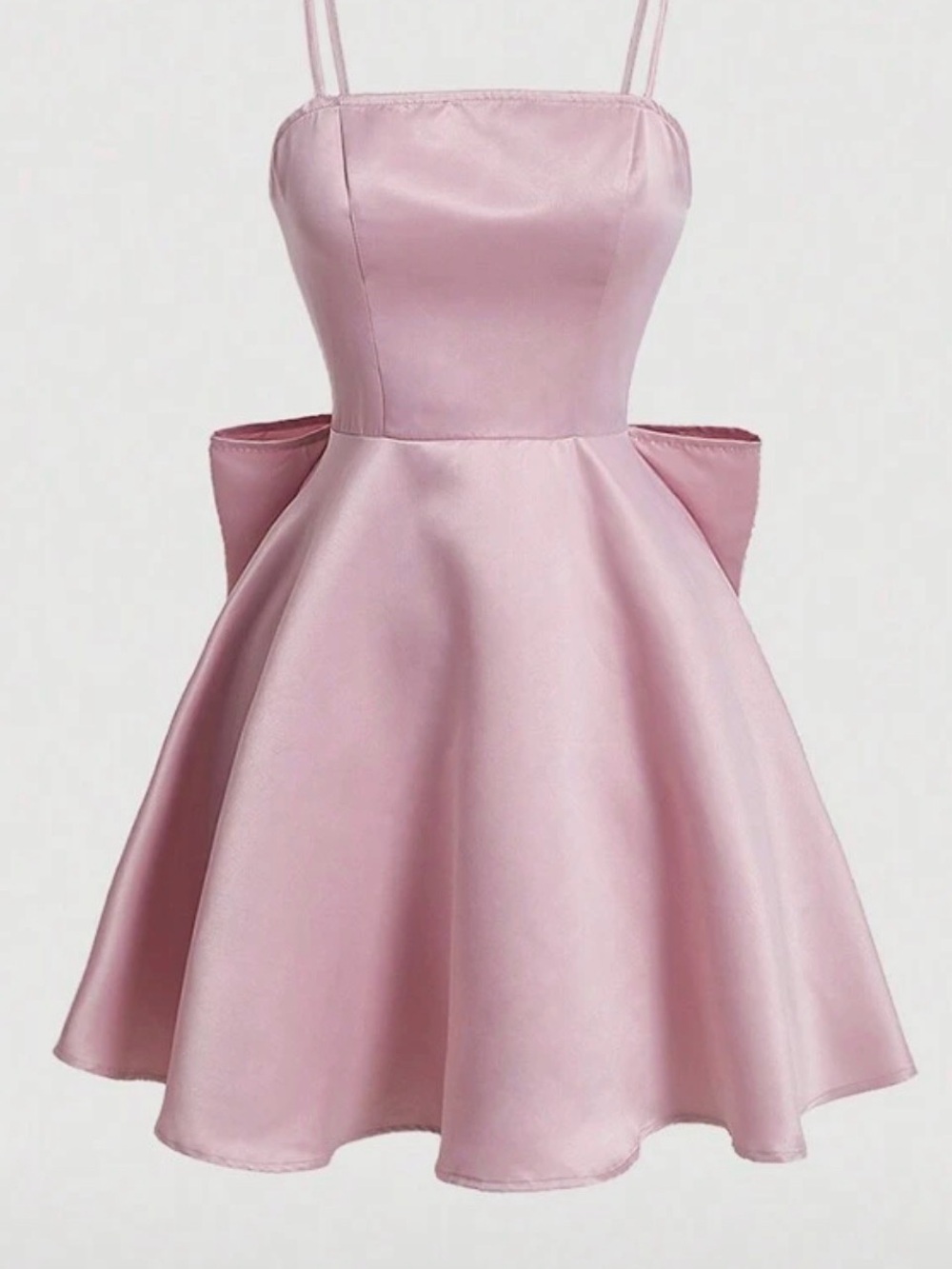 Pink Satin Fit-and-Flare Spaghetti Strap Dress